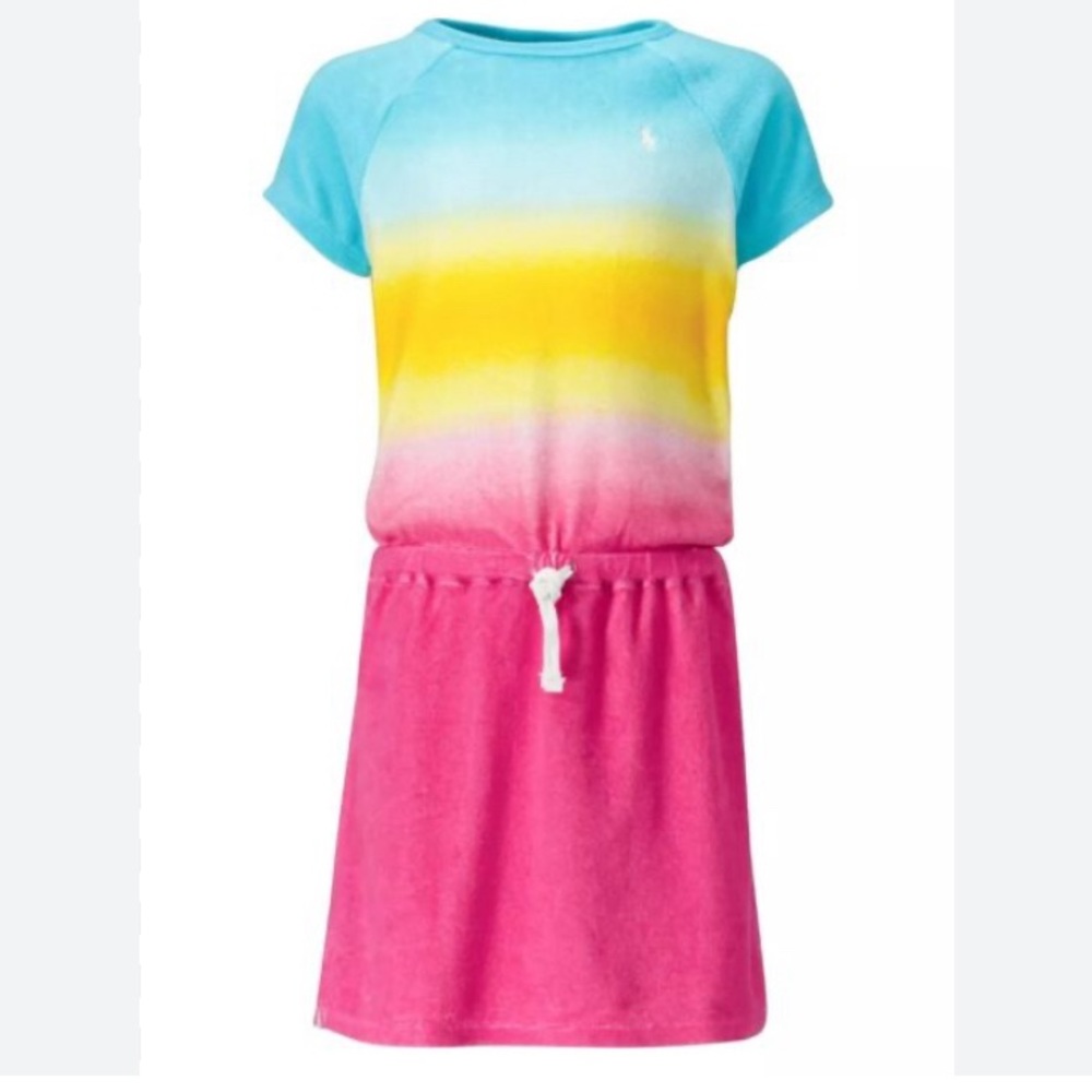 Polo Ralph Lauren Big Girls Ombre Terry T-Dress M(8/10) Turquoise, Pink